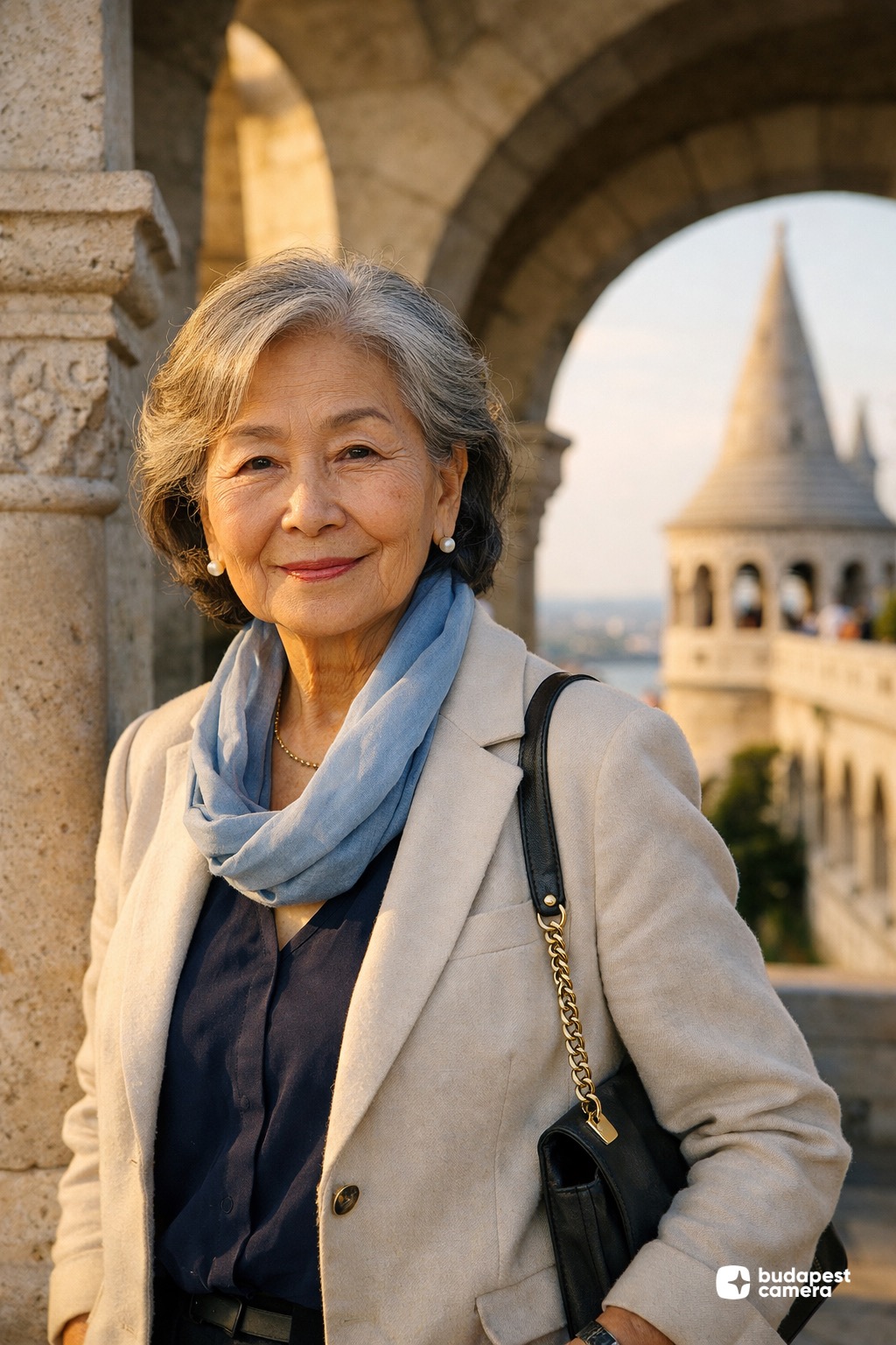An asian elderly woman at Buda Caslte