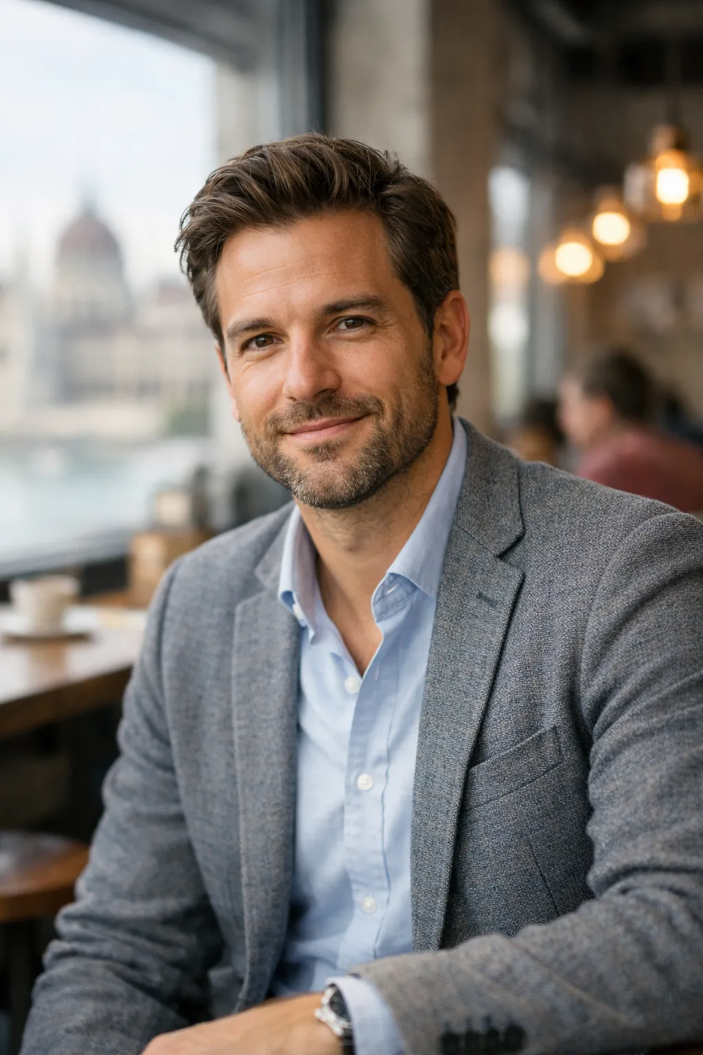 Portrait photo in a Budapest coffee shop